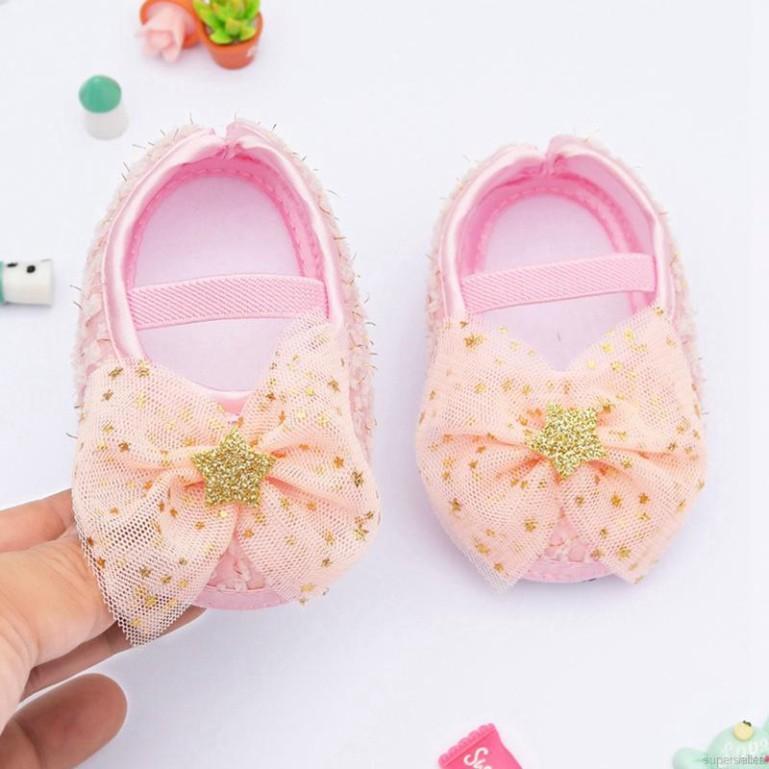 Giày búp bê đính nơ họa tiết ngôi sao xinh xắn dễ thương dành cho bé gái
