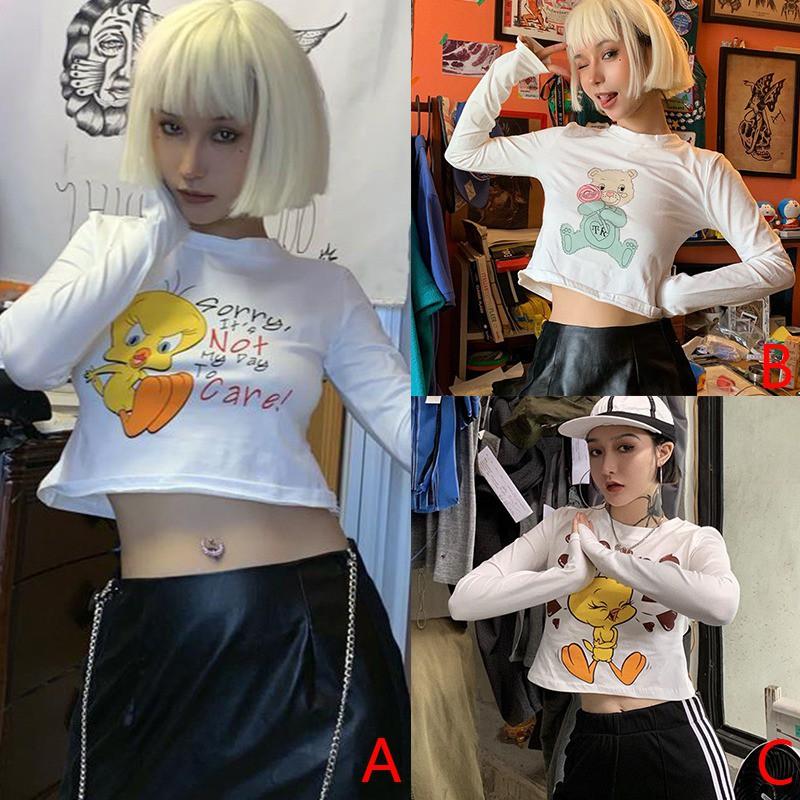 Áo Thun Tay Dài In Hình Hoạt Hình Thời Trang Hàn Quốc Dành Cho Nữ