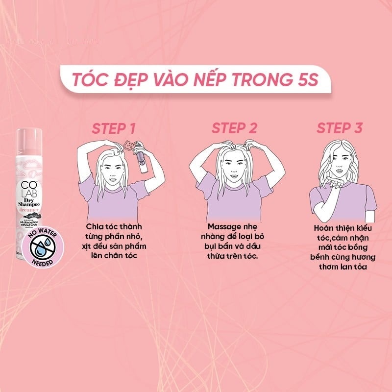 Dầu Gội Khô Colab Dry Shampoo hương Fresh 200ml