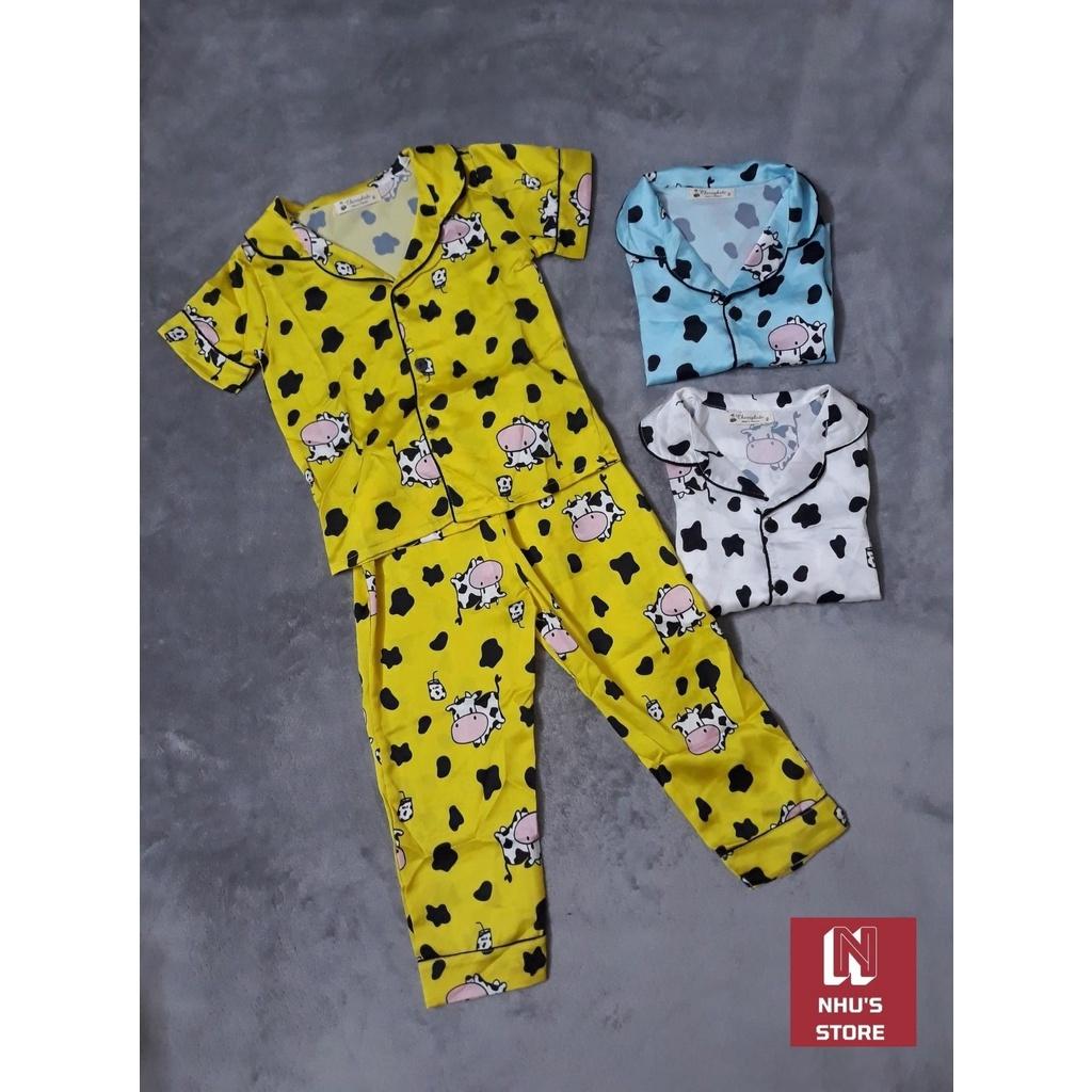 SET BỘ ĐỒ PIJAMA VẢI LỤA HÌNH BÒ SỮA DỄ THƯƠNG