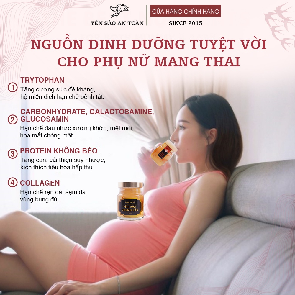 Hộp quà tặng sang trọng 6 hũ Yến chưng sẵn vị VIP Đông Trùng Hạ Thảo ĐẬM ĐẶC YẾN TƯƠI từ Yến Sào An Toàn