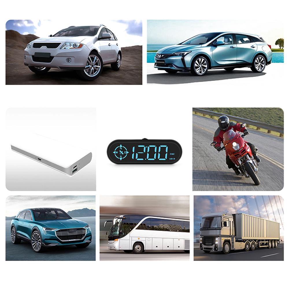 Car HUD Headup Display LED Digital GPS Speedometer Support Overspeed Alarm Fatigue Driving Reminder with Light Sensor
