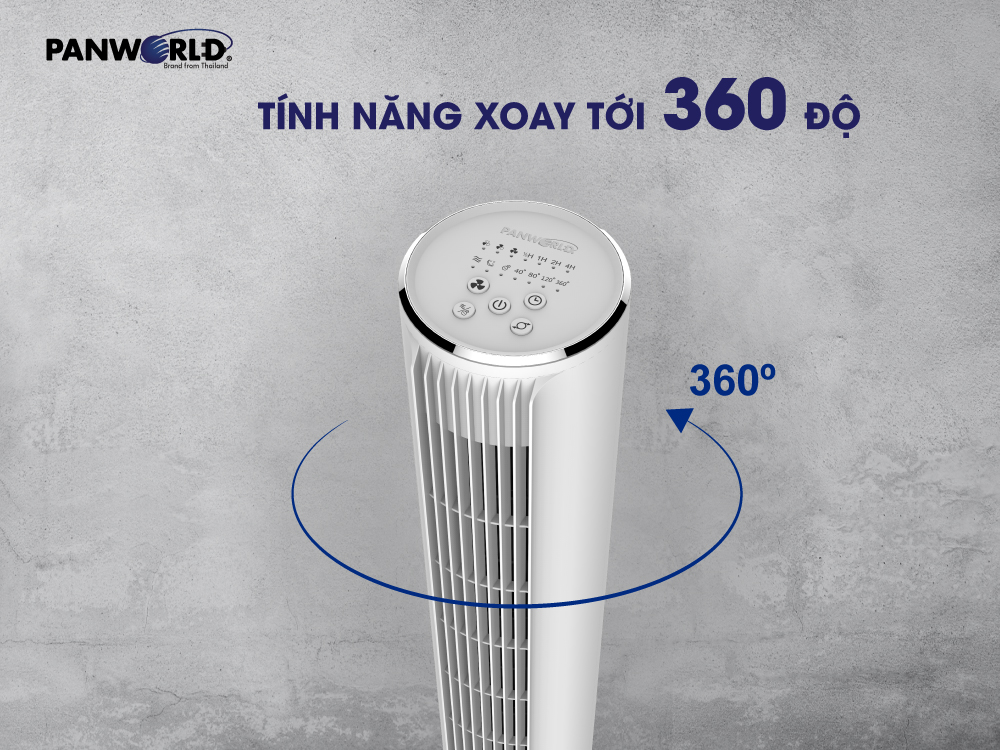 Quạt Tháp Panworld The Pure PW-22G không cánh xoay 360 độ lọc không khí hẹn giờ thương hiệu Thái Lan - Hàng chính hãng