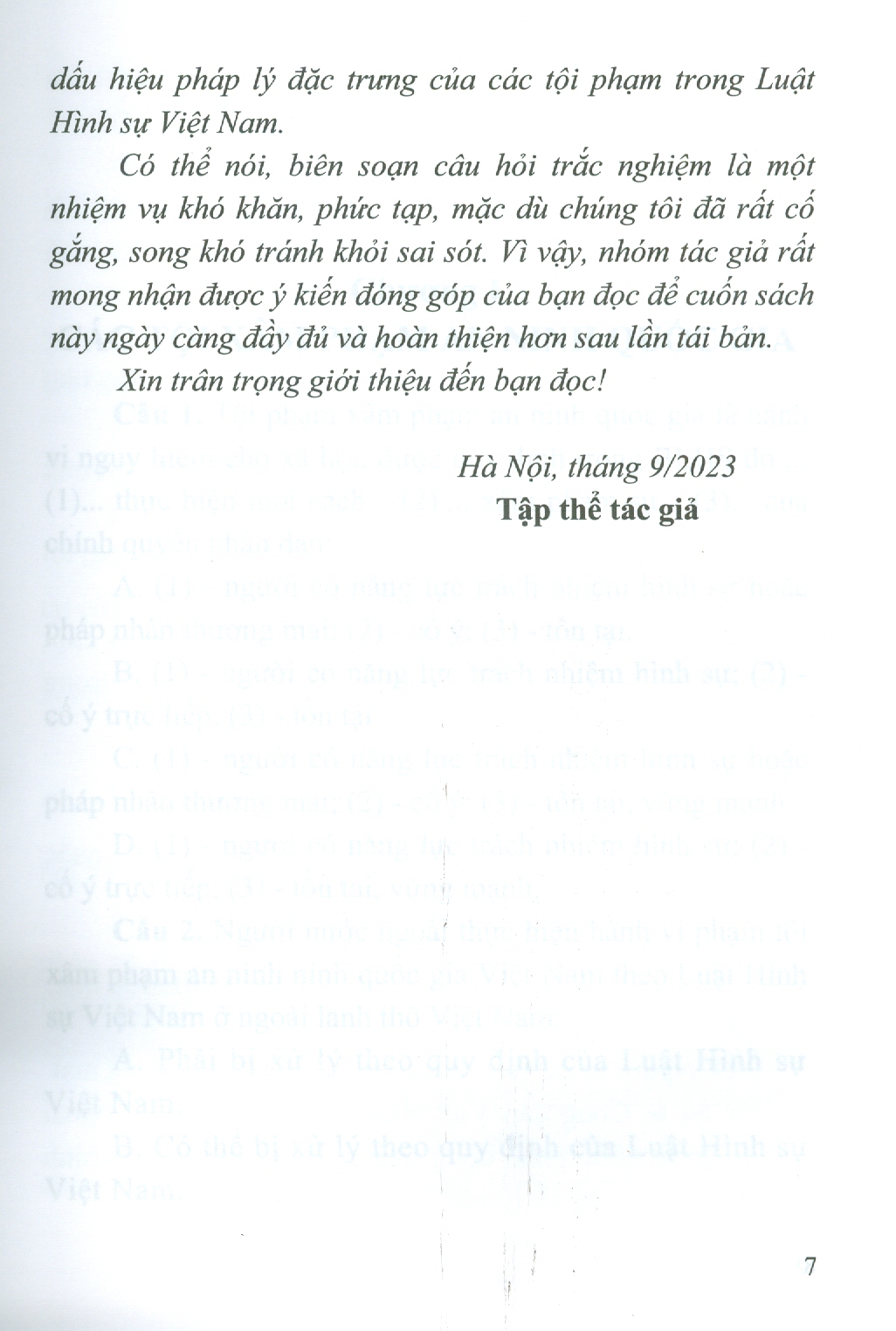 Trắc Nghiệm Luật Hình Sự Việt Nam - Phần Các Tội Phạm (Sách tham khảo; Tái bản có sửa chữa, bổ sung)