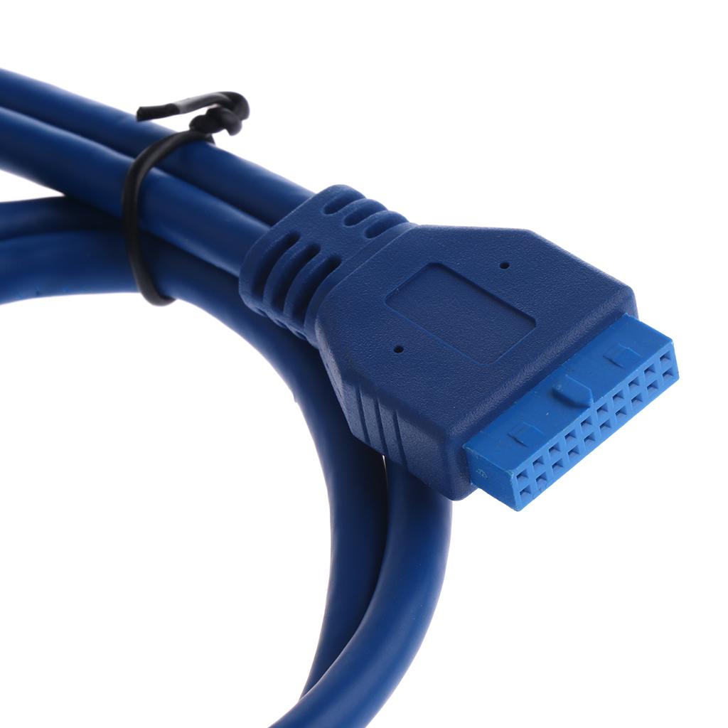 USB 3.0 Female Dual Port Panel Extension Bracket to 20 Pin Motherboard Header Cable