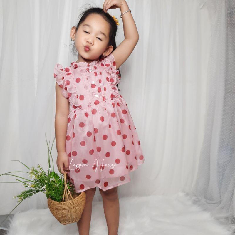 Váy Bé Gái Chấm Bi Tròn Cổ Bèo - Lagim House