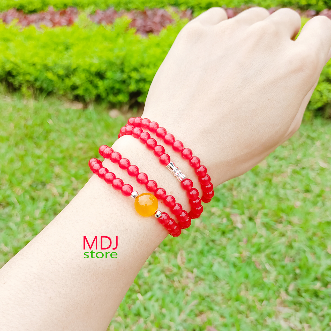 Chuỗi 108 hạt Mã não 6 mm MDJ hộp đựng sang trọng, Chuỗi hạt tự nhiên đeo tay may mắn tình duyên cuối năm có tin vui