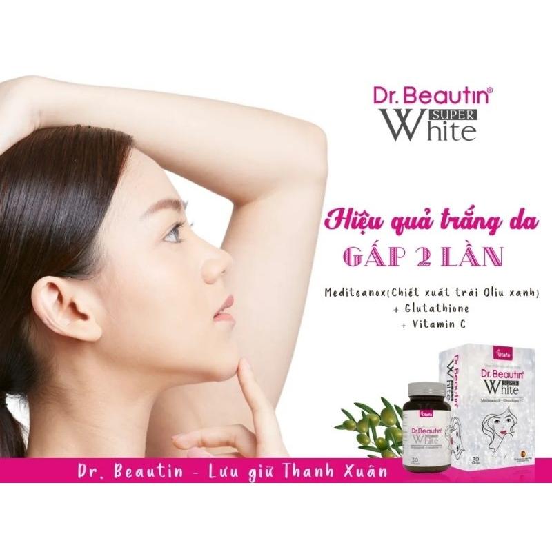 Viên uống trăng da, giảm thâm nám DR. BEAUTIN SUPER WHITE - Hộp 30 viên. Chống lão hóa da, mờ nám, giảm thâm, trắng da