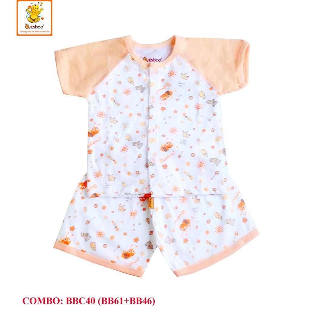 Bộ cotton ngắn ráp lăn in hình BABIBOO - BBC40