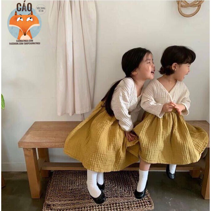 Đầm đũi Vintage kiểu Hàn Quốc bé gái