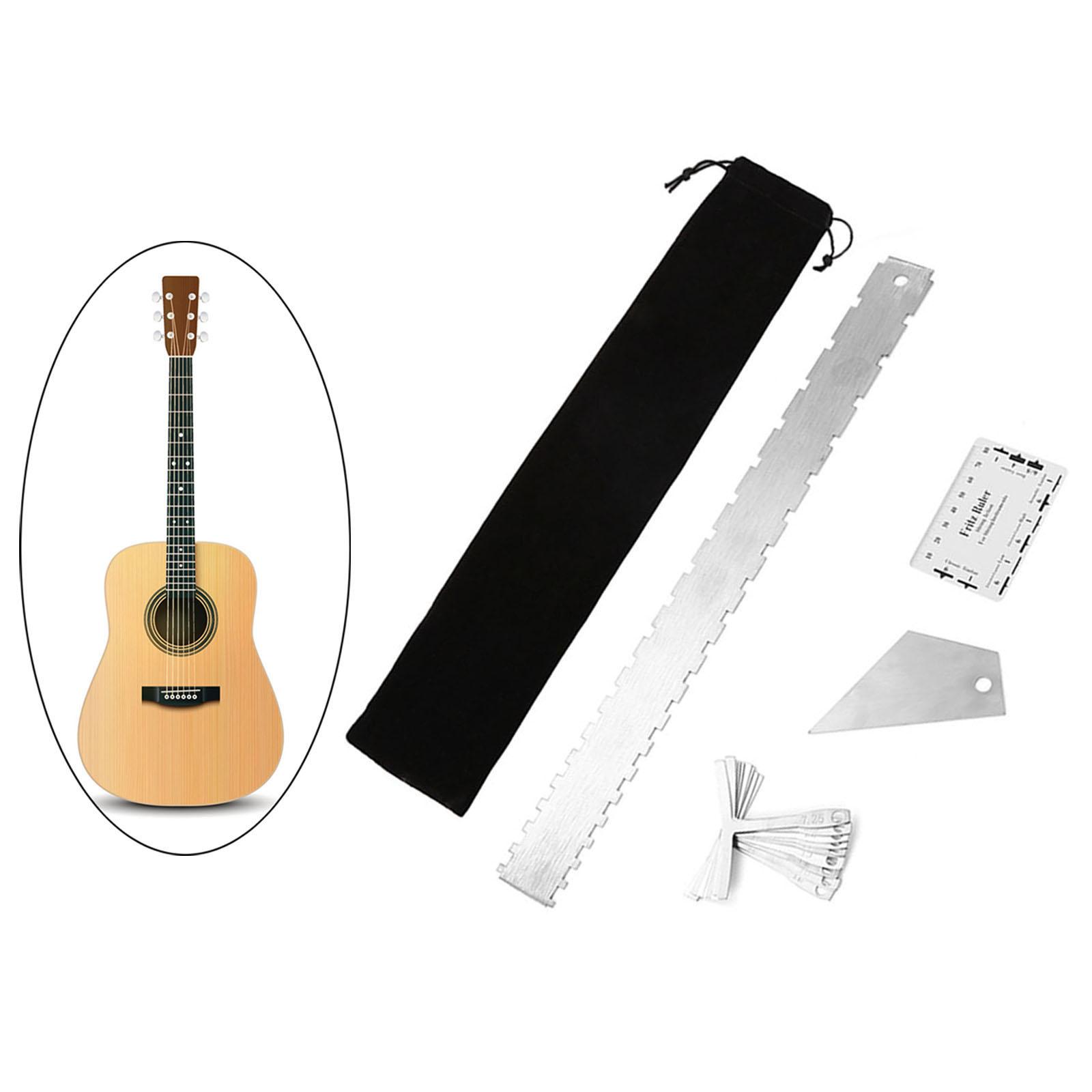 1Set Guitar Luthier Measuring Tools Kit with String Action Ruler Understring  Gauge Guitar Neck Notched Straight Edge Ruler