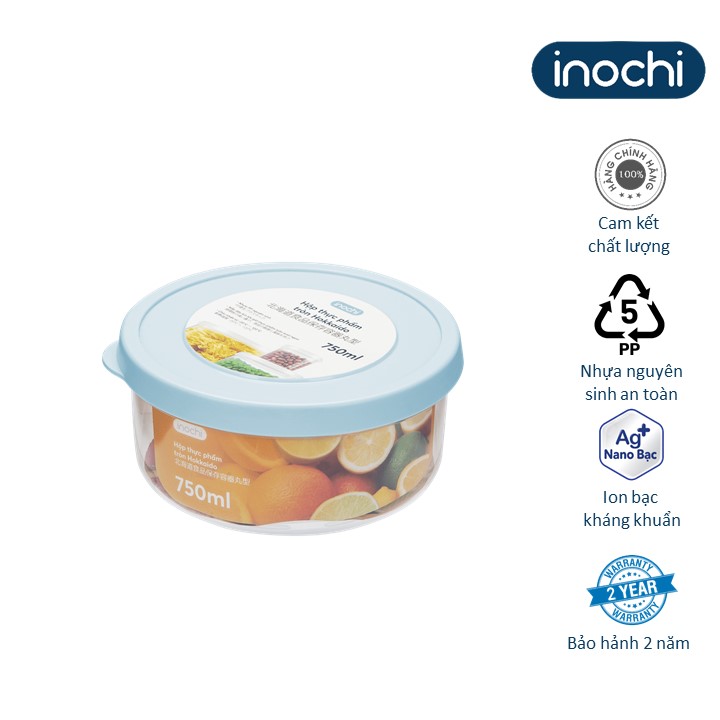 Bộ 3 hộp thực phẩm tròn Hokkaido 750-1500-2500ml- inochi- thương hiệu chuẩn Nhật Bản