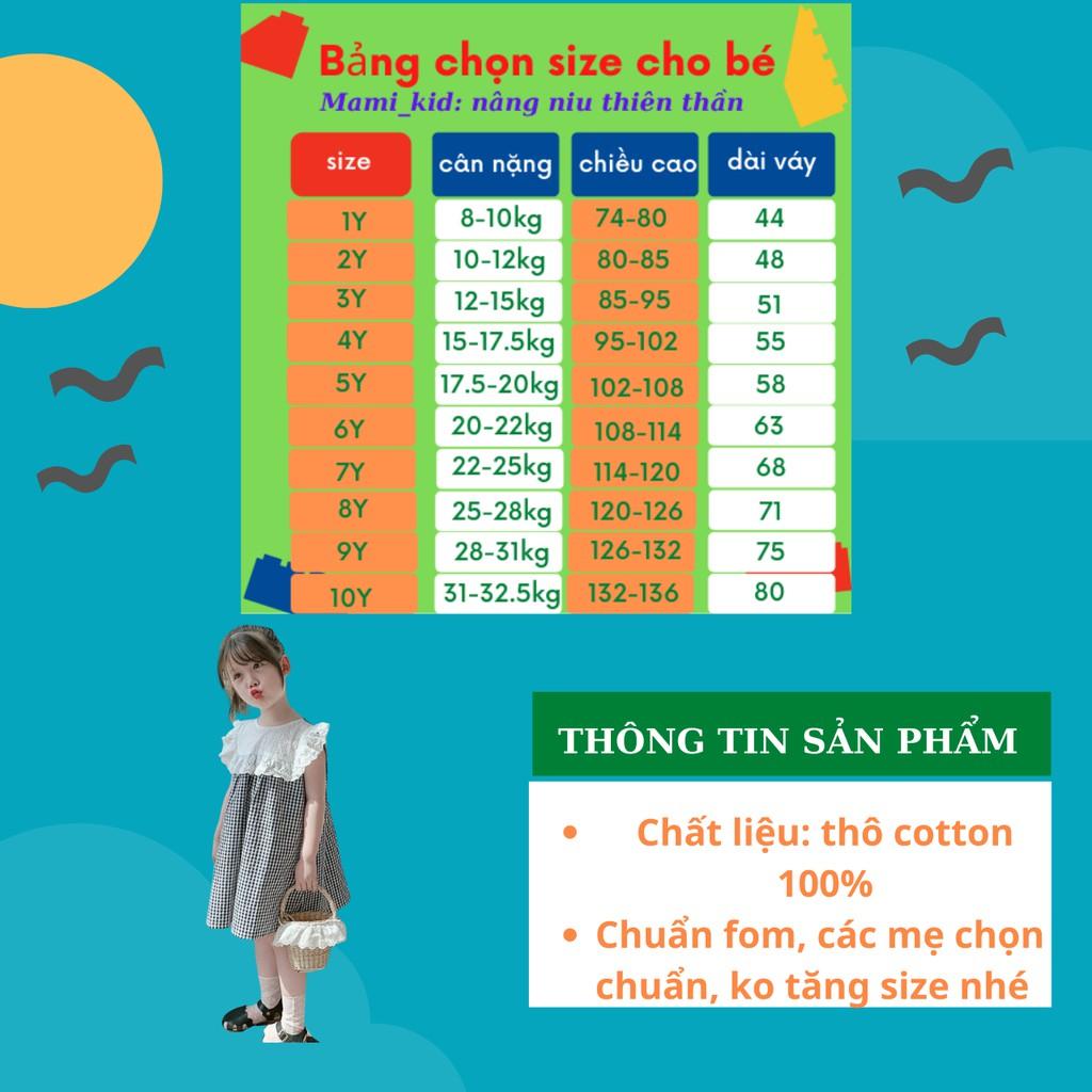 Váy cho bé gái kẻ phối ren siêu xinh, phong cách hàn quốc, MAMI KID