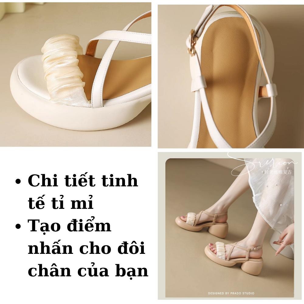 Sandal nữ đế cao 6.5cm chất da bò mềm mại - xăng đan nữ da bò - giày cao gót nữ cao cấp