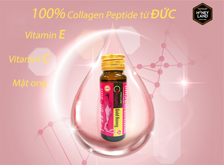 Collagen tươi chống lão hóa Collagen Gold Honey 10 chai x 30ml, 3600mg collagen/chai giúp da sáng mịn và căng bóng