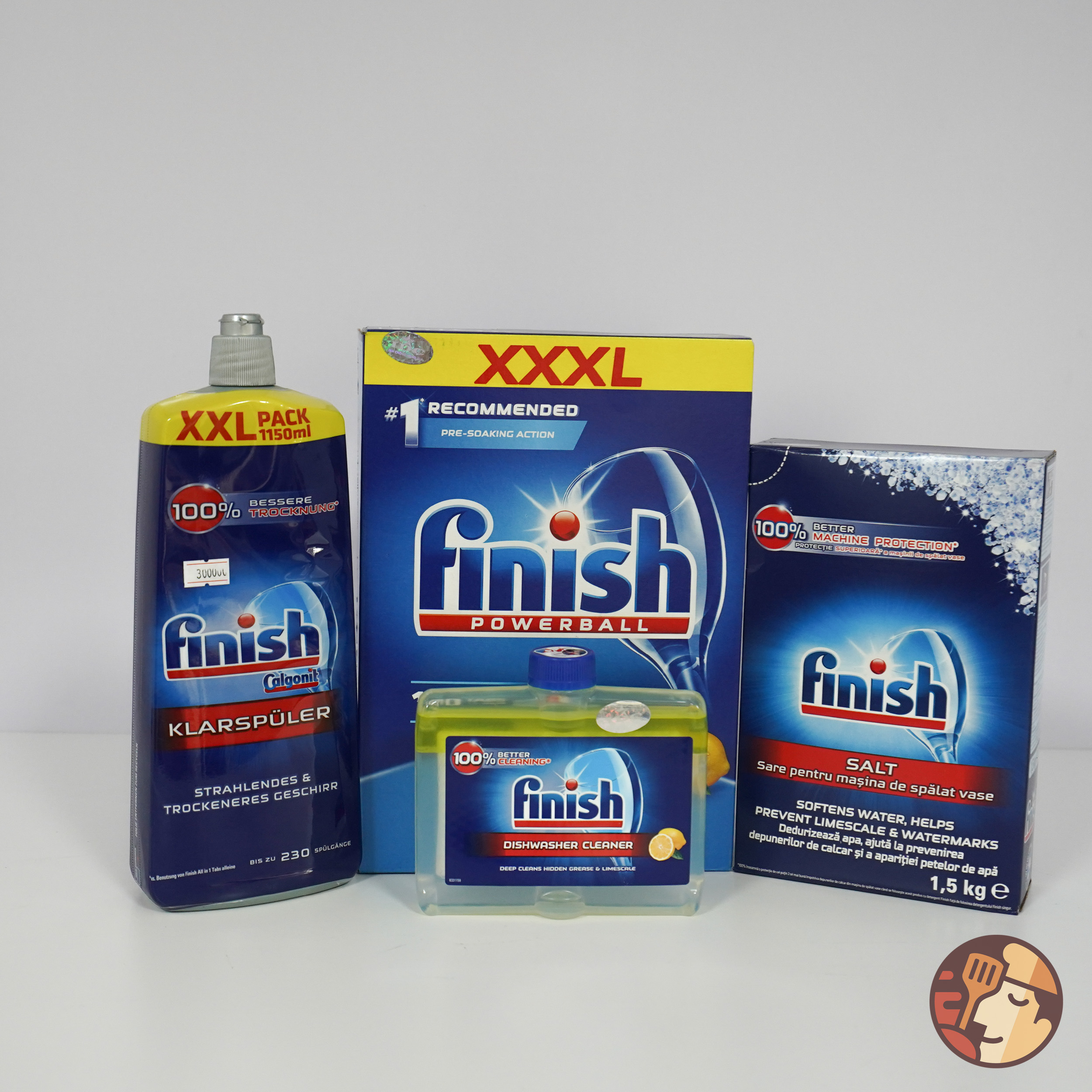 Combo: VRB Finish Classic 100 viên hương chanh + Muối 1.5kg + Nước làm bóng 1150ml + Vệ sinh máy 250ml