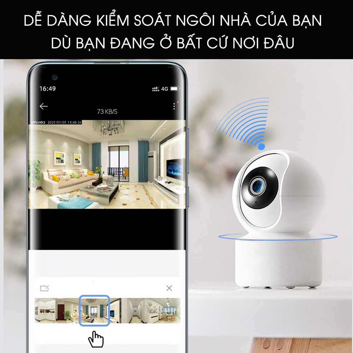 Camera wifi V5 giám sát thông minh quay video full HD1080, tự động phát hiện chuyển động và báo động đột nhập