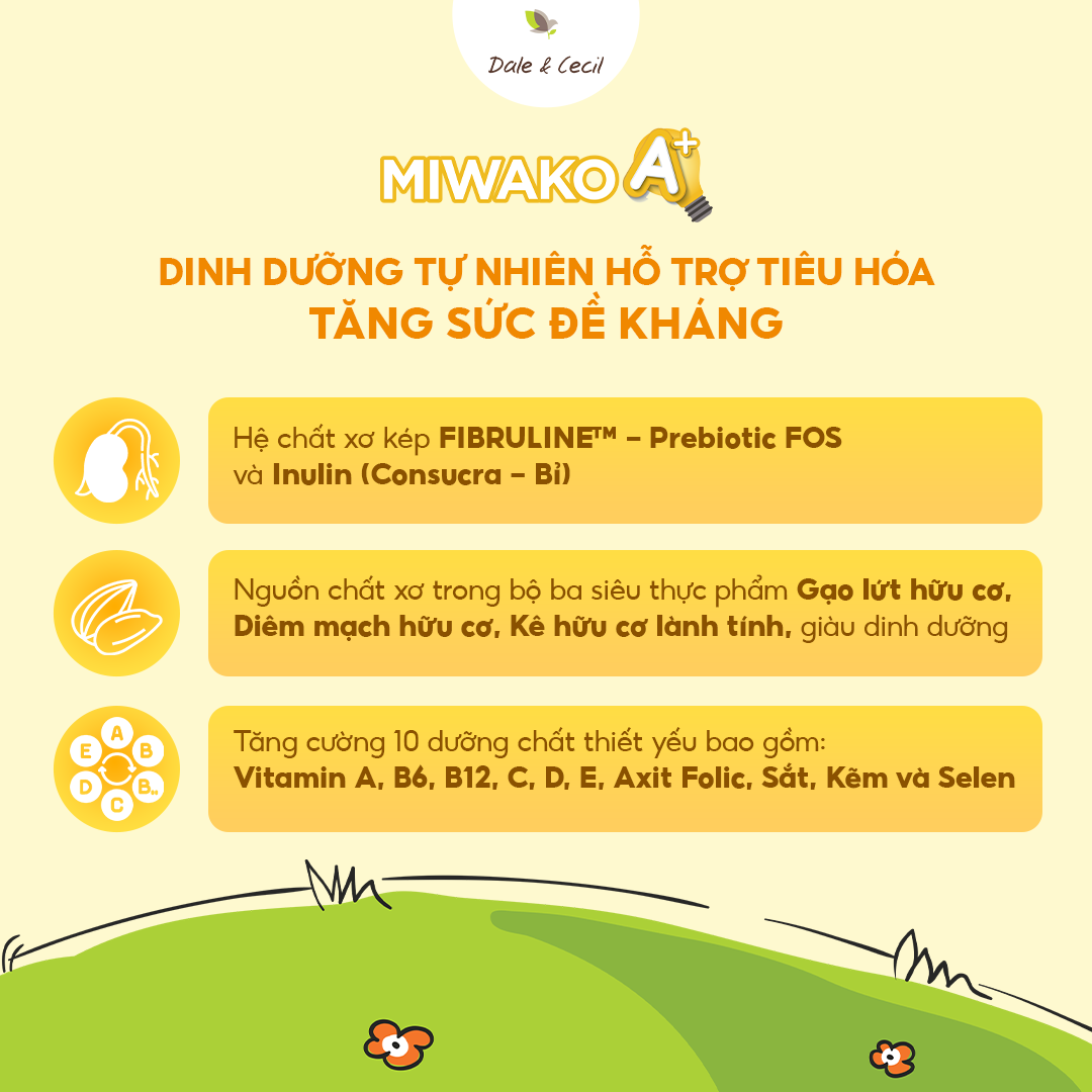 Sữa Miwako A+ Sữa Hạt Cho Bé Tăng Chiều Cao Ngủ Ngon Phát Triển Thông Minh, Sữa Không Đường 700g Vị Vani x2 Hộp - miwako