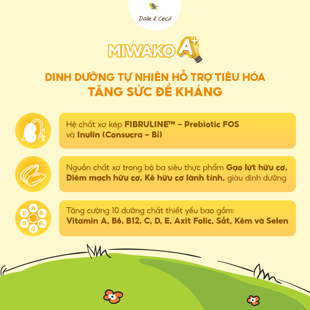 (Date mới) Sữa Công Thức Hạt Thực Vật Hữu Cơ Miwako A+ Vị Vani Hộp 700g - Miwako Official Store