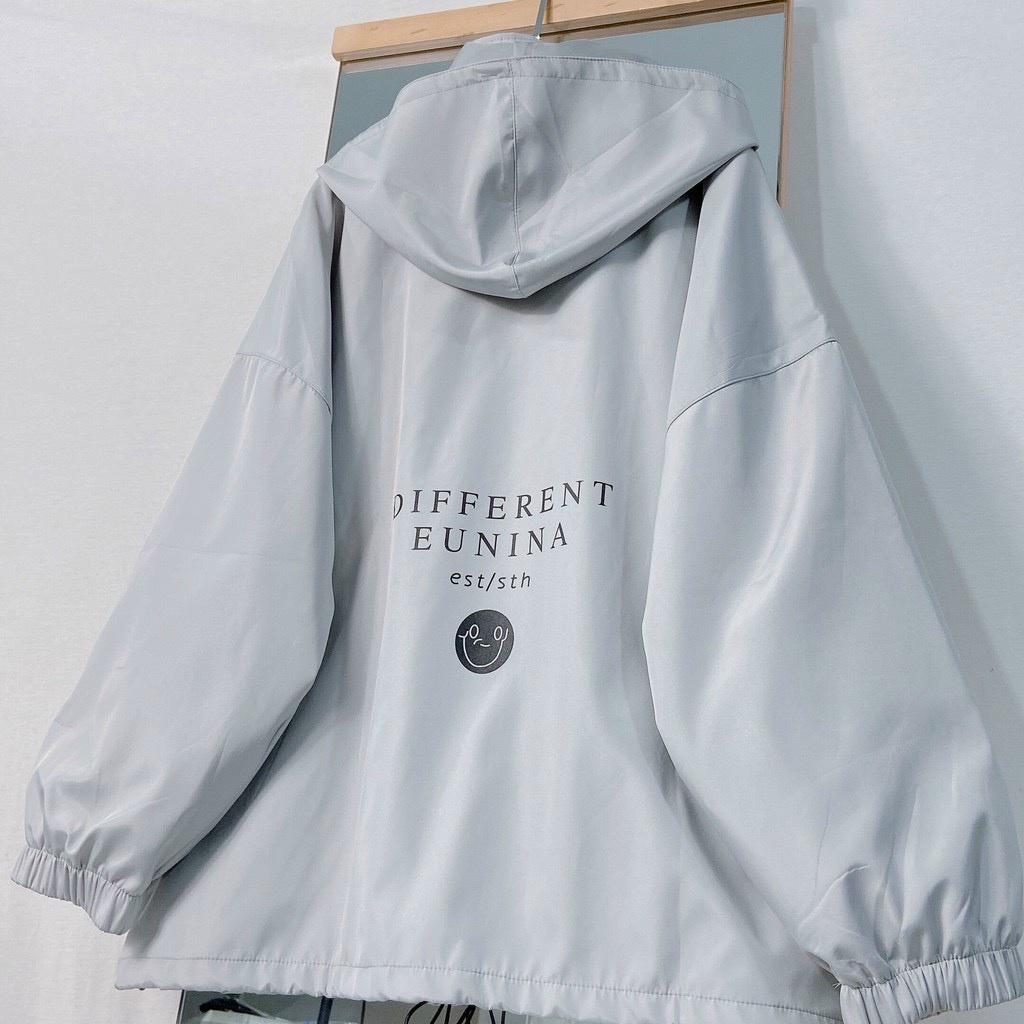 Áo Khoác dù Mặt cười jacket ulzzang unisex Nón Rời form rộng Hàn Quốc