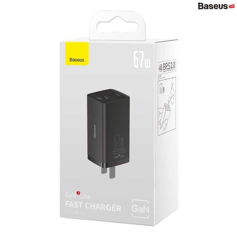 Bộ Sạc Nhanh Đa Năng Baseus GaN3 Lite Fast Charger 67W - hàng chính hãng