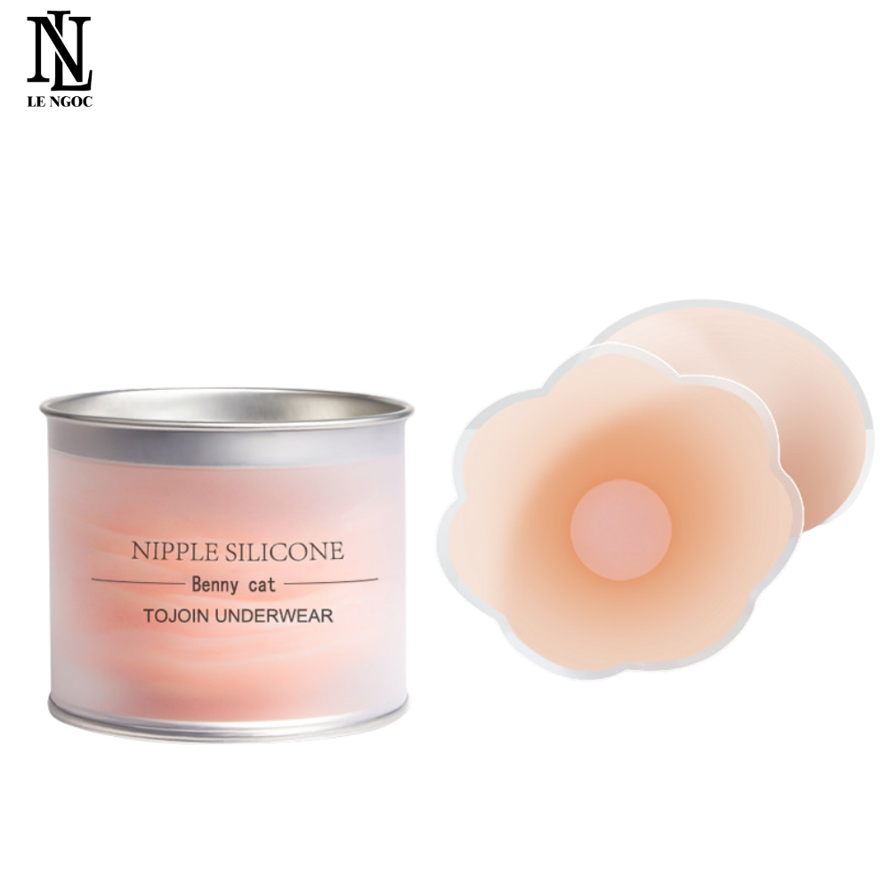 Hộp 5 cặp miếng dán đầu ti, miếng dán ngực silicon hình tròn hoặc hoa mai , hộp màu trắng thiết kế sang trọng LN003