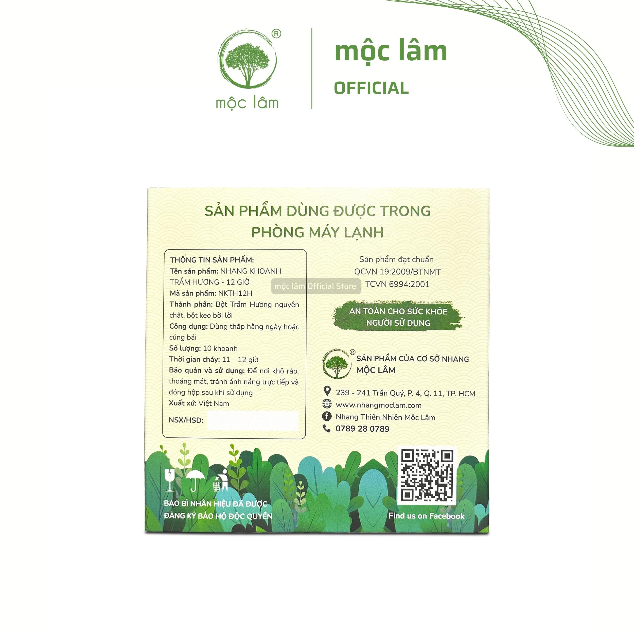 Nhang Khoanh Trầm Hương 12Giờ 10Khoanh MỘC LÂM Nhang Vòng 100% Tự Nhiên