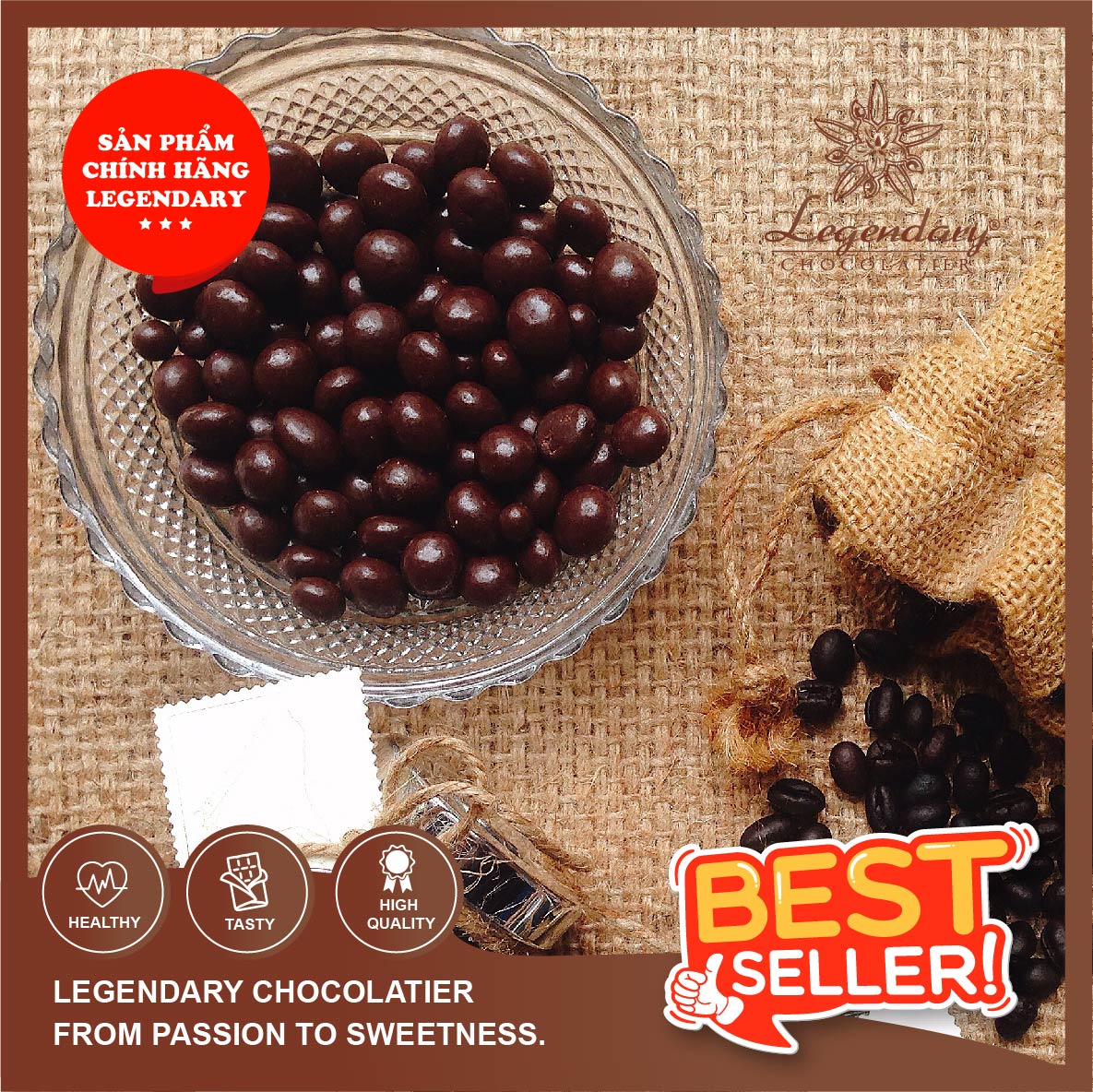Dragees Socola sữa bọc hạt cà phê hũ 40g - Socola Legendary Chocolatier