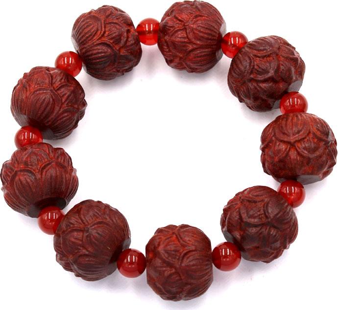 Vòng tay chuỗi hạt hoa sen gỗ trắc đỏ HSDCT38