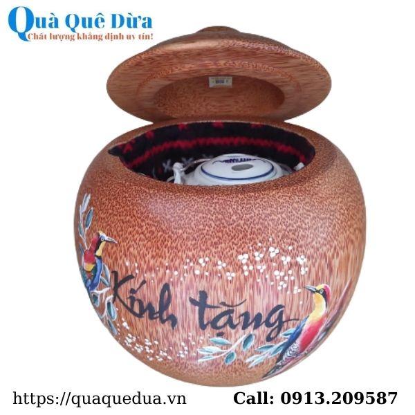 Bình Giữ Ấm Trà Gỗ Dừa Gọn Đẹp Làm Quà Tặng Và Bình Trà 700 - 950ml - Sản Phẩm Được Sản Xuất Tại Bến Tre