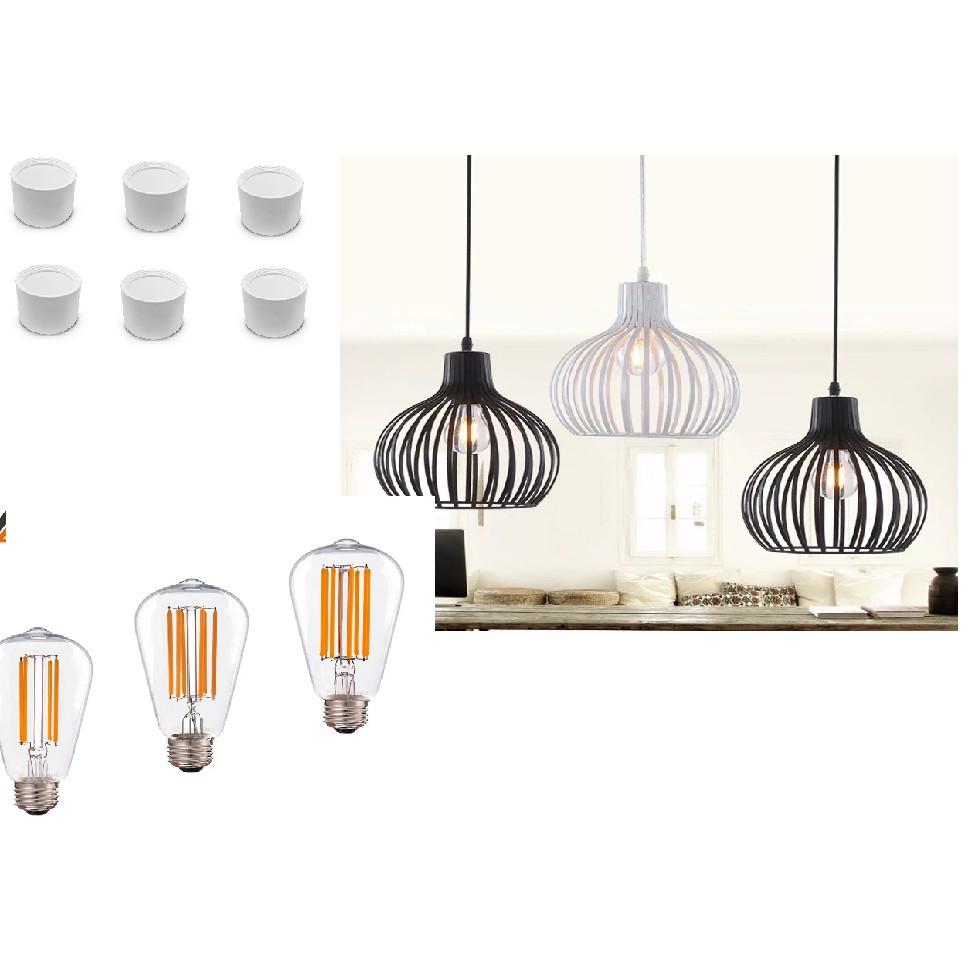 Combo đèn trang trí gia đình - Bộ sản phẩm đèn trang trí Ống Bơ - Đèn thả0