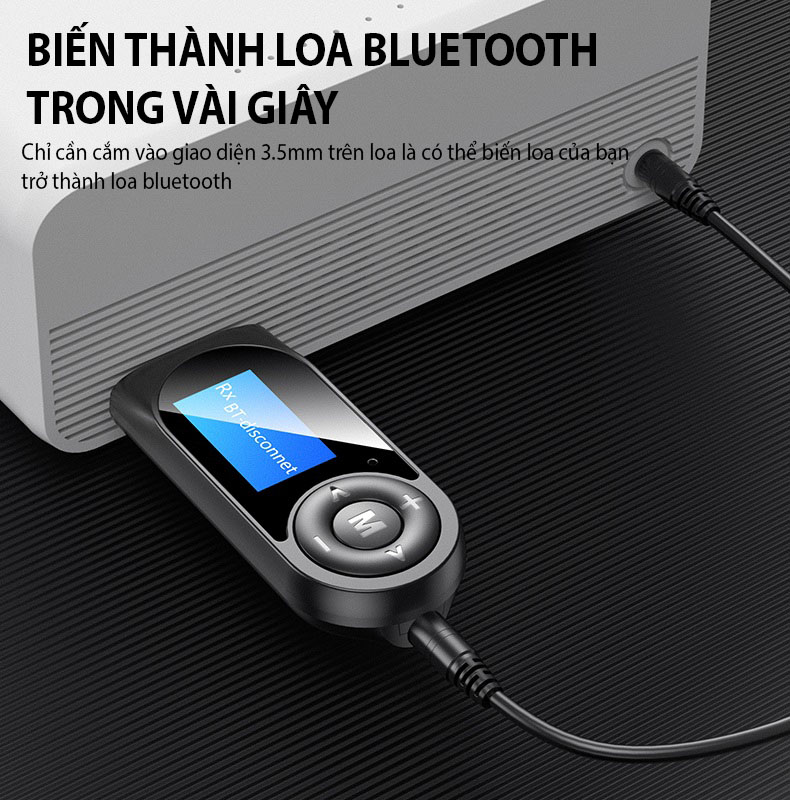 Bộ Thu Phát Không Dây 2 In 1 Bluetooth 5.0 Màn Hình LCD T-013