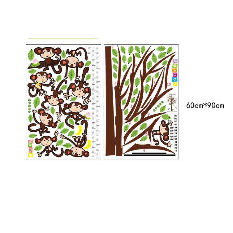 Decal dán tường thước đo và chú khỉ