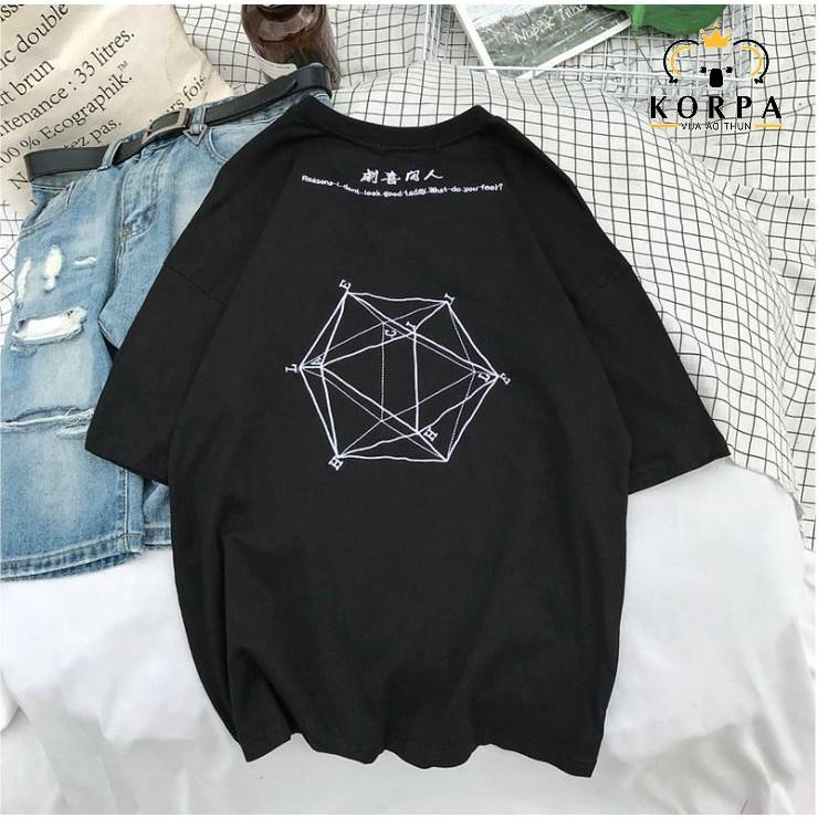 Áo thun tay lỡ form rộng họa tiết hình học - Unisex nam nữ đều mặc được