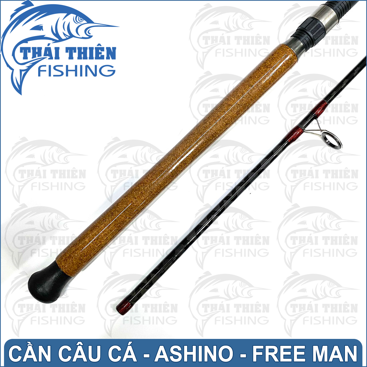 Cần Câu Cá Ashino Free Man Cần 2 Khúc Máy Đứng Phôi Carbon Xoắn Thân Rỗng Cán Gỗ Dòng Mới 2m1, 2m4, 2m7, 3m0