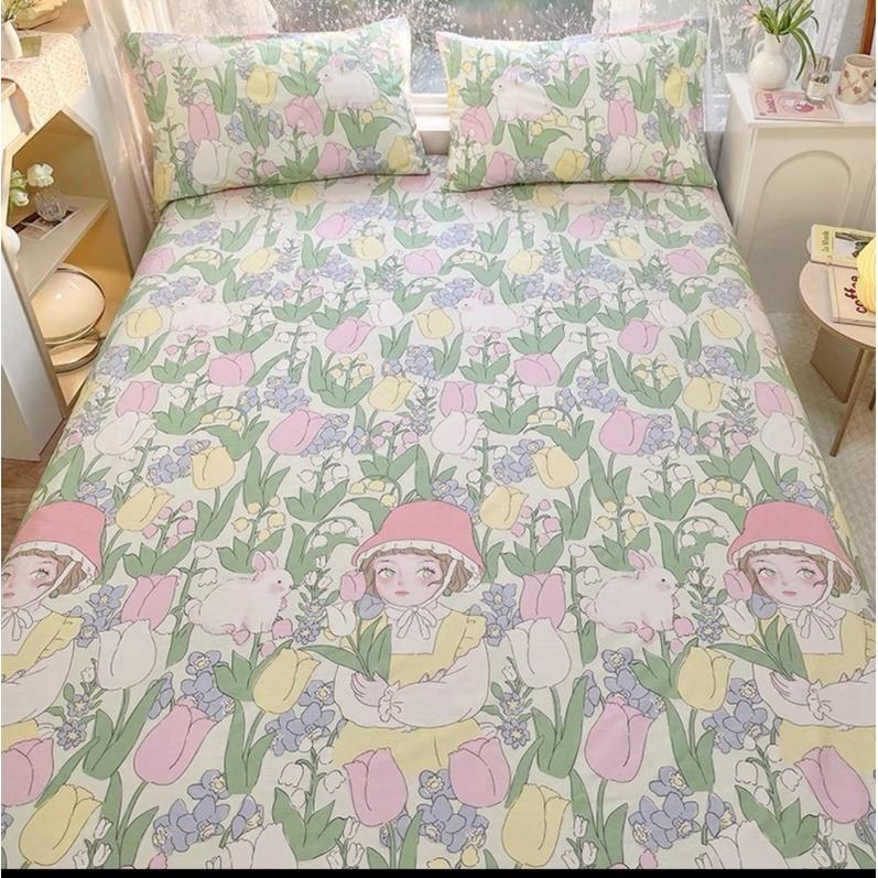 Bộ Chăn Ga Cotton Living 100%cotton Hàng Nhập Khẩu Cao Cấp 3 Món Thoáng Mát Nhiều Mẫu