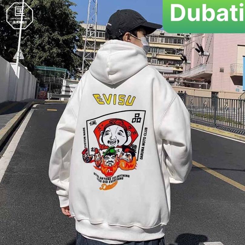 ÁO HOODIE NAM NỮ, ÁO KHOÁC NỈ EVISU FROM RỘNG DÀI TAY CHỐNG NẮNG CHẤT VẢI XỊN SÒ - DUBATI FASHON