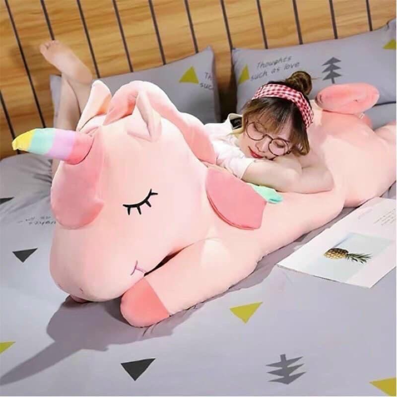 Gấu Bông Ngựa Pony TINO Kì Lân Hồng 1 Sừng Unicornsize to 100-120cm