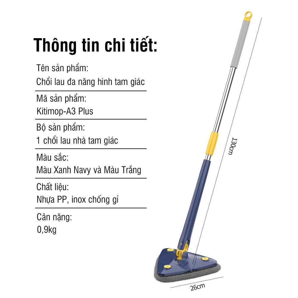 Chổi lau nhà tam giác tự vắt thông minh xoay 360 độ đa năng tiện lợi