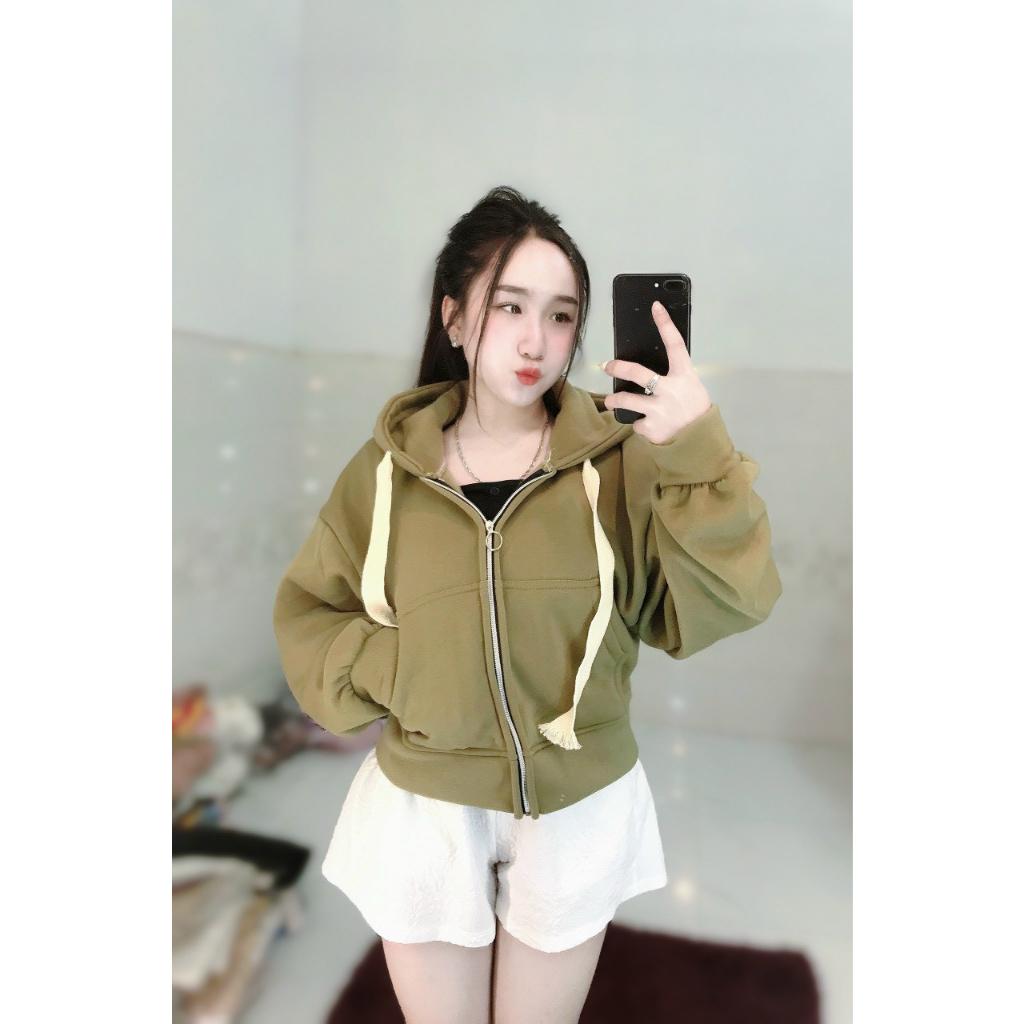 Áo khoác nữ nỉ form dài và fom lửng zip tay bồng vải nỉ ngoại có mũ nón 2 lớp form rộng hàng bao chất siêu hot-A2057 - Be Form dài