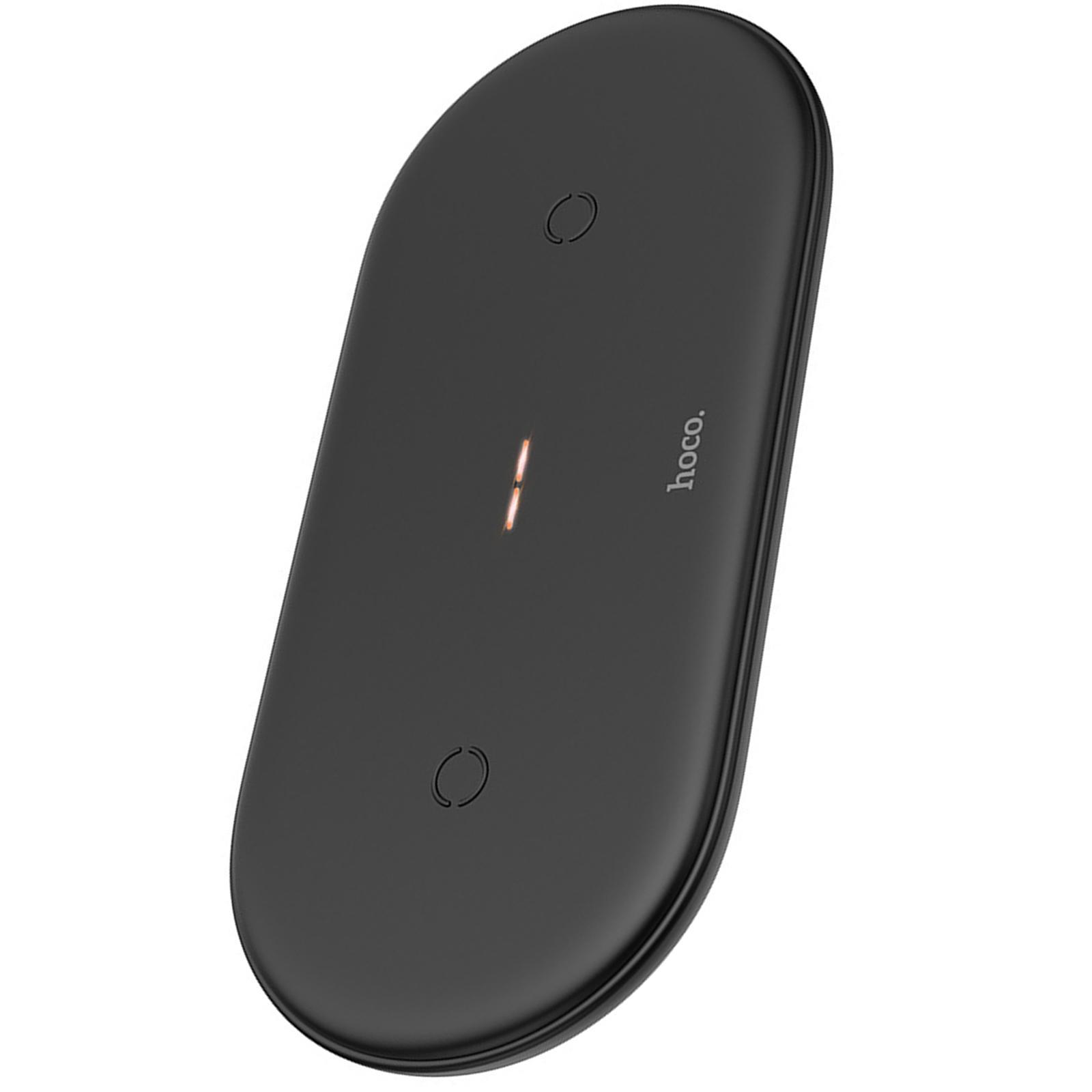 2 in 1  Wireless Charger Pad Fast Dual Charge for Smart Phones Black