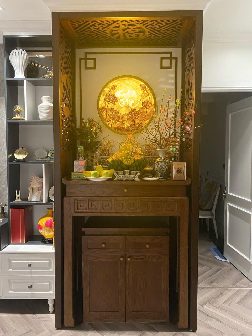 Tranh In Trúc Chỉ , Hào Quang , Chất Liệu In UV Họa Tiết Trúc Chỉ, Trang Trí Bàn Thờ, Gia Tiên, Tượng Phật