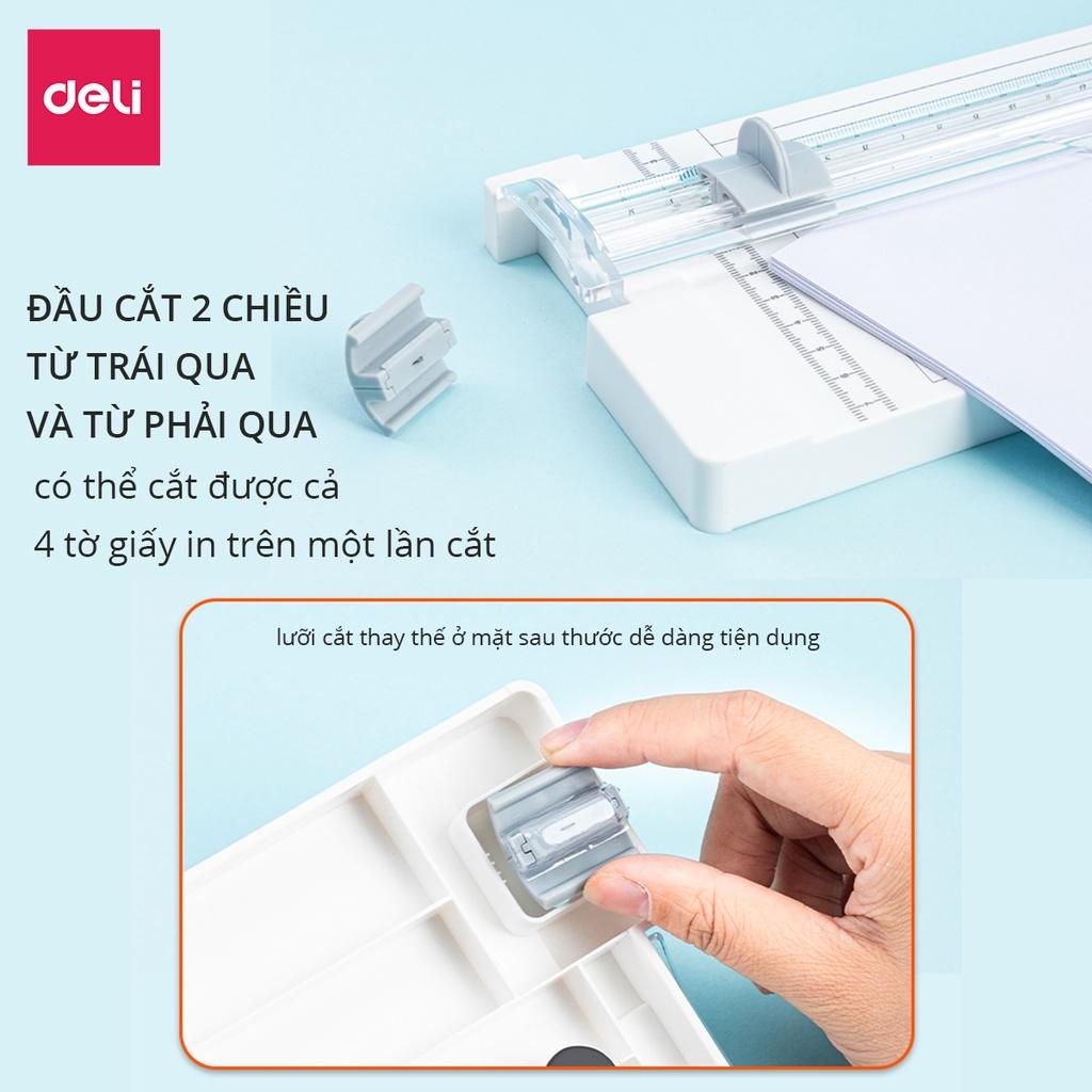 Bàn cắt giấy khổ A4 mini Deli tiện lợi - cắt được giấy 300gsm - có thể điều chỉnh kích thước - an toàn khi sử dụng - 14251