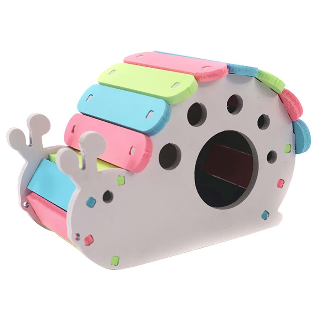 Pet Small Animal Hamster Hideout SNAIL House Wooden Hut Play Chew Toy