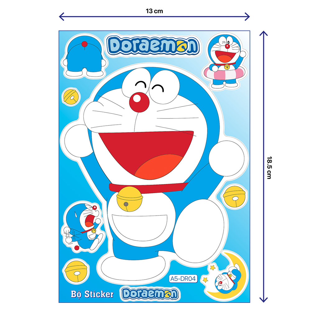 Sticker Doraemon Kích Thước Lớn 13x18.5cm - mẫu 2023 - 1 Tấm Gồm Nhiều Hình Size Khác Nhau Chất Lượng Cao Chống Nước