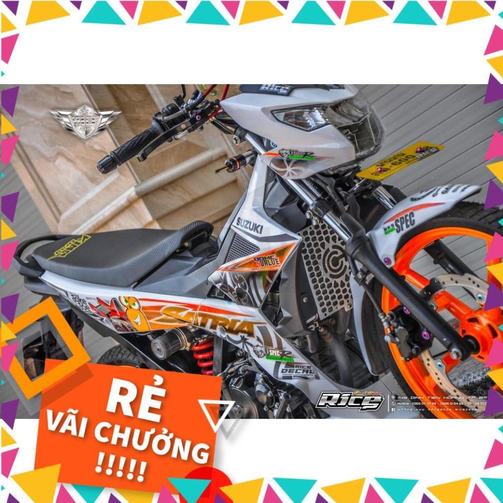 Tem Rời Raider FI Mẫu Ốc Sên Turbo Trắng Cam Chữ Satria