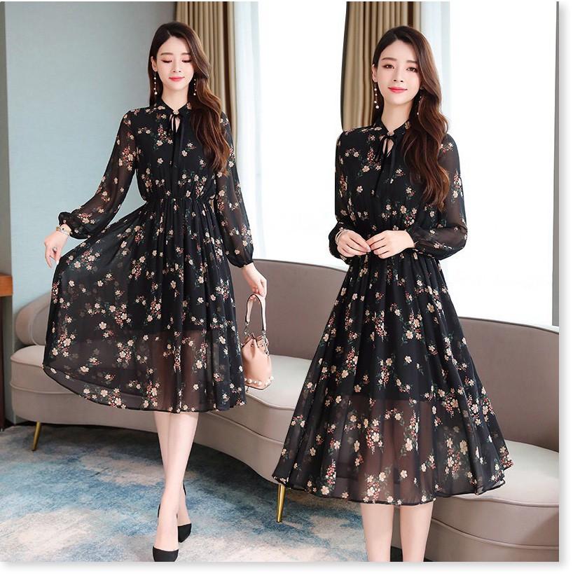 ĐẦM LỤA HOA,HỌA TIẾT ĐƠN GIẢN NHƯNG KHÔNG KÉM PHẦN SANG TRỌNG THỜI TRANG KING STORE