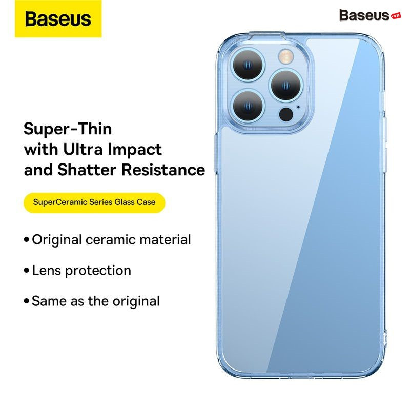 Combo Ốp Lưng &amp; Kính Cường Lực iPhone 14 Series Baseus SuperCeramic Series Glass Case - hàng chính hãng