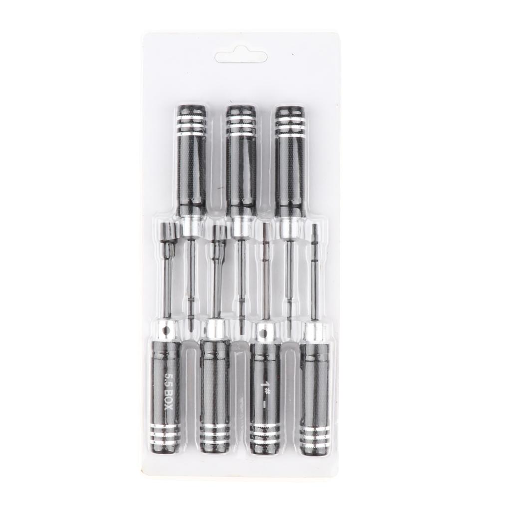 7 Món Thép Không Gỉ Bộ Tua Vít RC Bộ Dụng Cụ Cho RC Xe Ô Tô Mô Hình Máy Bay Trực Thăng Đen