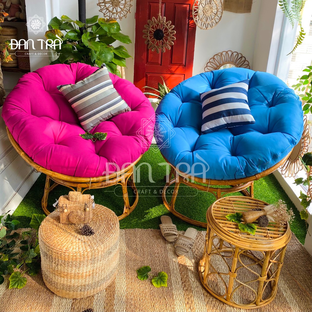 [LOẠI 1 - GIÁ XƯỞNG] Ghế Papasan 100% Tự Nhiên Cao Cấp, Ghế Mây Đọc Sách Kèm Nệm Màu Tự Chọn - Bàn Ghế Mây Tre ĐAN TRÀ